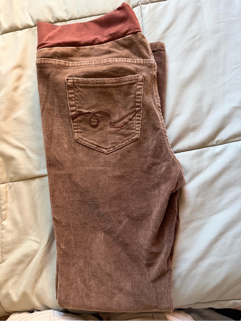Corduroy Maternity Pants in brown